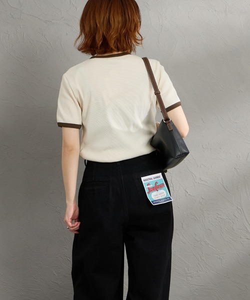 GYMPHLEX（ジムフレックス）の「[GYMPHLEX/ジムフレックス] ワンポイントロゴ刺繍 リンガーリブTシャツ（Tシャツ/カットソー・レディース・ホワイト/キナリ・14）」の20枚目の写真