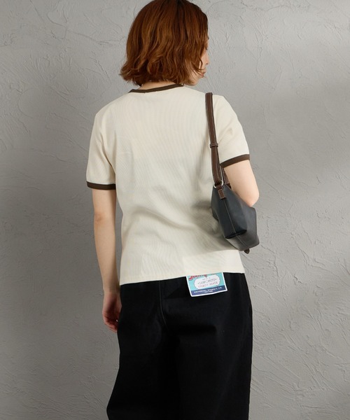 GYMPHLEX（ジムフレックス）の「[GYMPHLEX/ジムフレックス] ワンポイントロゴ刺繍 リンガーリブTシャツ（Tシャツ/カットソー・レディース・ホワイト/キナリ・14）」の3枚目の写真