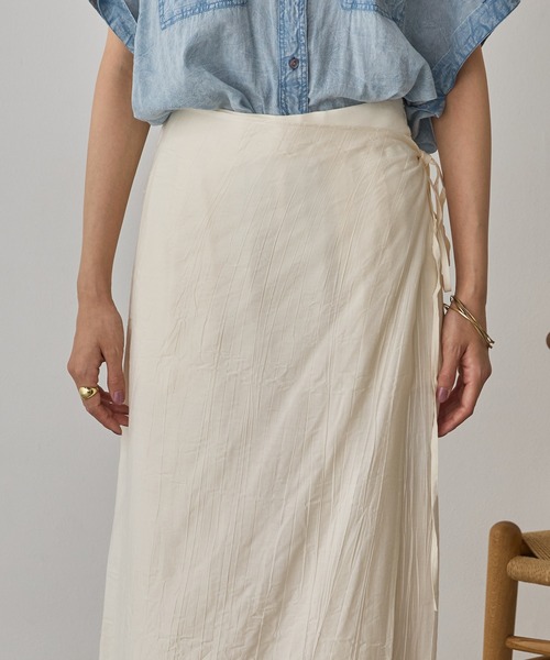 hunch（ハンチ）の「ワッシャーサテン レイヤードスカートパンツ（その他パンツ・レディース・ライトカーキ/ブラック/アイボリー・FREE）」の15枚目の写真