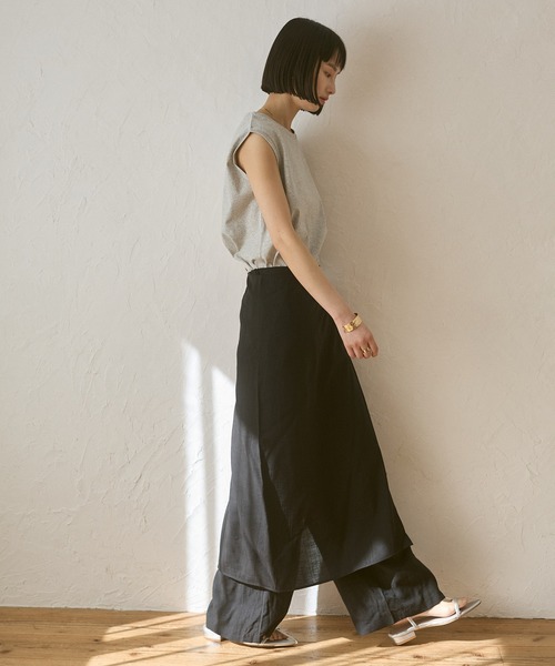hunch(ハンチ)の「【WEB限定/別注】ワッシャーサテン レイヤードスカートパンツ(その他パンツ・レディース・ライトカーキ/ブラック/アイボリー・FREE)」の7枚目の写真