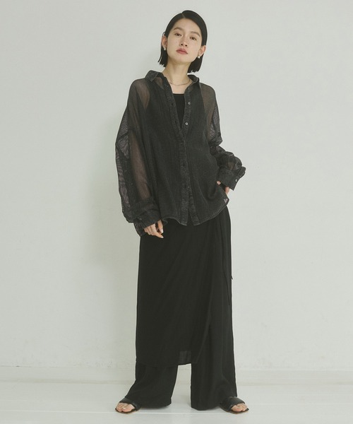 hunch(ハンチ)の「【WEB限定/別注】ワッシャーサテン レイヤードスカートパンツ(その他パンツ・レディース・ライトカーキ/ブラック/アイボリー・FREE)」の8枚目の写真