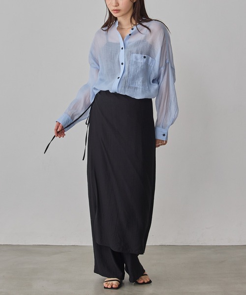 hunch（ハンチ）の「ワッシャーサテン レイヤードスカートパンツ（その他パンツ・レディース・ライトカーキ/ブラック/アイボリー・FREE）」の7枚目の写真