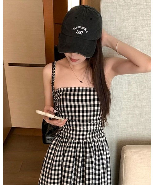 inst.ALL(インストール)の「ギンガムチェックロングベアフレアワンピース(ワンピース・レディース・ホワイト×ブラック・M)」の12枚目の写真