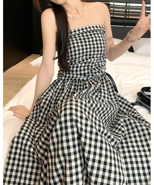inst.ALL(インストール)の「ギンガムチェックロングベアフレアワンピース(ワンピース・レディース・ホワイト×ブラック・M)」の19枚目の写真