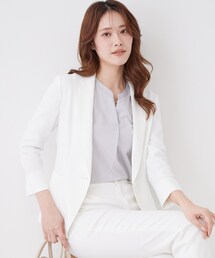 COUP DE CHANCE（クードシャンス）の「【手洗い可/日本製/7分袖/UVケア】リネンライク テーラードジャケット（テーラードジャケット）」