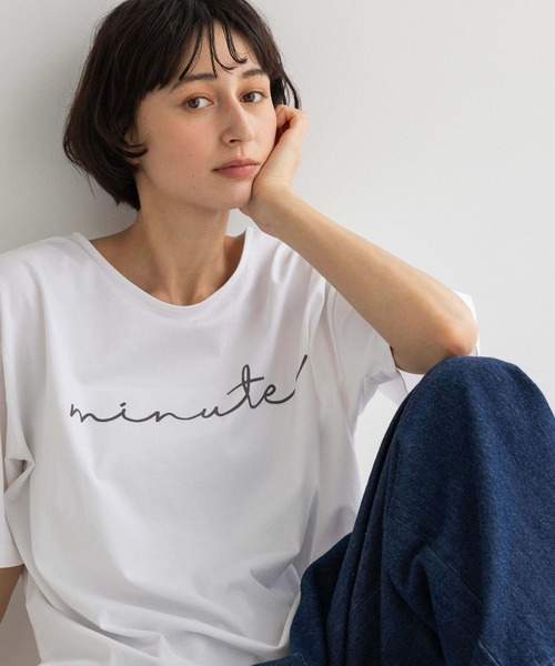 studio CLIP（スタディオクリップ）の「《natural by clip》シルキーバイオラウンドTシャツ（Tシャツ/カットソー・レディース・サックスブルー/オフホワイト/スミクロ・FREE）」の4枚目の写真