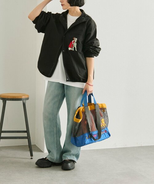 ear PAPILLONNER(イアパピヨネ)の「【KEN NAKAYAMA×ear】コラボメッシュトートバッグ(トートバッグ・レディース・カーキ/オレンジ・FREE)」の7枚目の写真