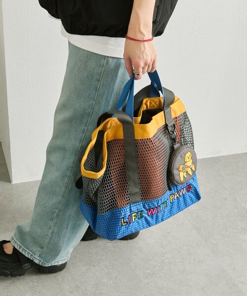 ear PAPILLONNER(イアパピヨネ)の「【KEN NAKAYAMA×ear】コラボメッシュトートバッグ(トートバッグ・レディース・カーキ/オレンジ・FREE)」の3枚目の写真