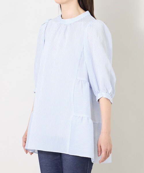 TO BE CHIC(トゥー ビー シック)の「シルキーサッカー ティアードチュニックブラウス(シャツ/ブラウス・レディース・ピンク系その他2/ブルー系その他2/ブラック・40)」の9枚目の写真