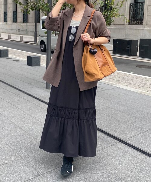DouDou(ドゥドゥ)の「【SAKURA企画】裾ギャザー切替キャミワンピース(ワンピース・レディース・ブラック/カーキ/ベージュ・FREE/TM)」の6枚目の写真