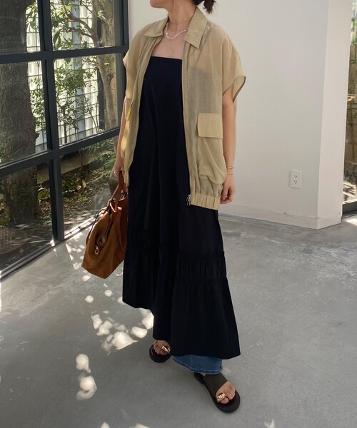 DouDou(ドゥドゥ)の「【SAKURA企画】裾ギャザー切替キャミワンピース(ワンピース・レディース・ブラック/カーキ/ベージュ・FREE/TM)」の9枚目の写真
