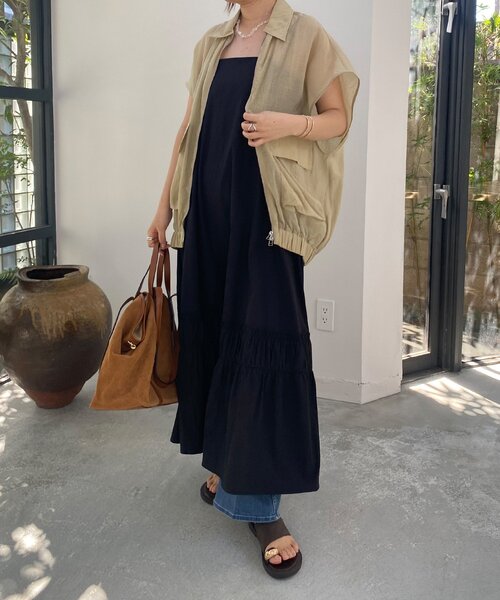 DouDou(ドゥドゥ)の「【SAKURA企画】裾ギャザー切替キャミワンピース(ワンピース・レディース・ブラック/カーキ/ベージュ・FREE/TM)」の10枚目の写真