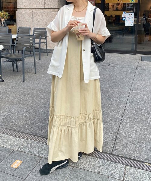 DouDou(ドゥドゥ)の「【SAKURA企画】裾ギャザー切替キャミワンピース(ワンピース・レディース・ブラック/カーキ/ベージュ・FREE/TM)」の18枚目の写真