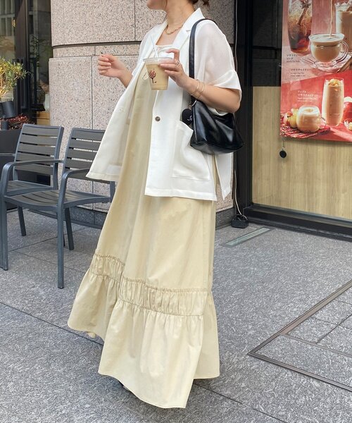 DouDou(ドゥドゥ)の「【SAKURA企画】裾ギャザー切替キャミワンピース(ワンピース・レディース・ブラック/カーキ/ベージュ・FREE/TM)」の19枚目の写真