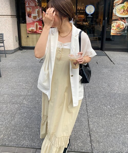 DouDou(ドゥドゥ)の「【SAKURA企画】裾ギャザー切替キャミワンピース(ワンピース・レディース・ブラック/カーキ/ベージュ・FREE/TM)」の22枚目の写真