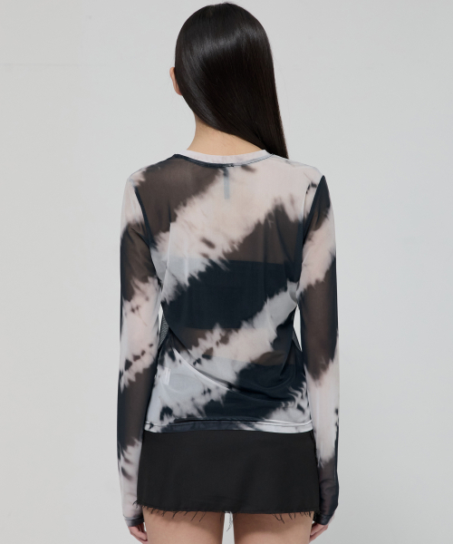 FLAREUP(フレアアップ)の「Sheer Mesh Long Sleeve (FL-142_Black&Cream)(Tシャツ/カットソー・レディース・ブラック・OS)」の4枚目の写真