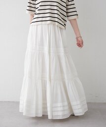 【軽やかな存在感】ピンタックティアードスカート