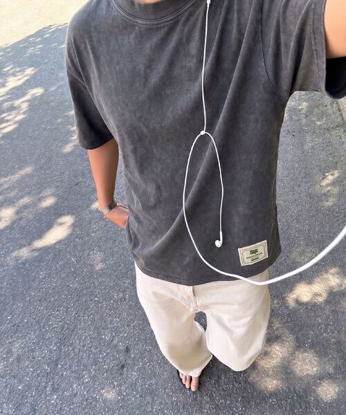 GEECOON（ジークーン）の「ソフトミュートパッチピグメント半袖Tシャツ GEE265-102 ベージュ（Tシャツ/カットソー・メンズ・ベージュ・LARGE/X-LARGE）」の5枚目の写真
