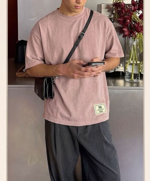GEECOON（ジークーン）の「ソフトミュートパッチピグメント半袖Tシャツ GEE265-102 ベージュ（Tシャツ/カットソー・メンズ・ベージュ・LARGE/X-LARGE）」の6枚目の写真
