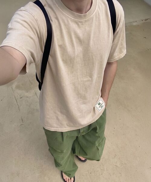 GEECOON（ジークーン）の「ソフトミュートパッチピグメント半袖Tシャツ GEE265-102 ベージュ（Tシャツ/カットソー・メンズ・ベージュ・LARGE/X-LARGE）」の7枚目の写真