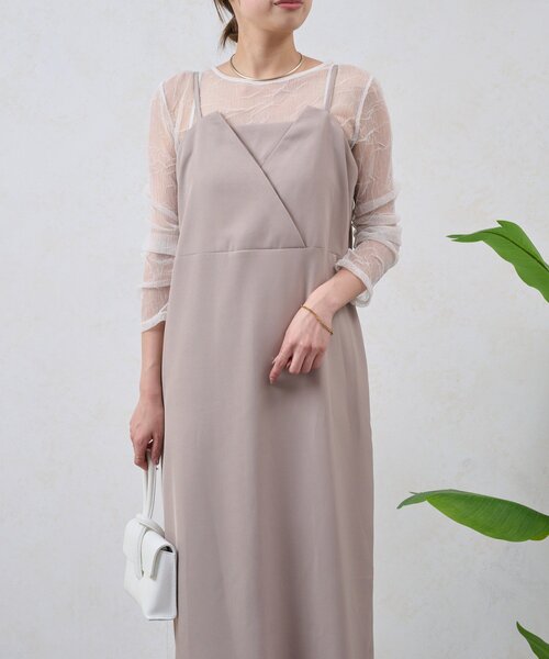 Jena espace merveilleux（ジェナ　エスパスメルヴェイユ）の「ギャザーレースセットワンピース（ワンピース・レディース・ブラック/グレー・FREE）」の12枚目の写真