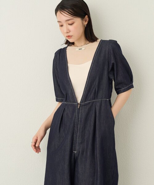 Omekashi（オメカシ）の「半袖デニムオールインワン（つなぎ/オールインワン・レディース・ネイビー/ブルー・36/38）」の10枚目の写真
