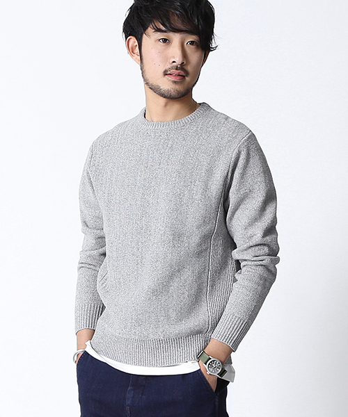 BEAMS（ビームス）の「BEAMS / クルーネック ニット（ニット/セーター・メンズ・ホワイト系その他/グレー/ブラック/ネイビー・MEDIUM/SMALL/LARGE）」の4枚目の写真