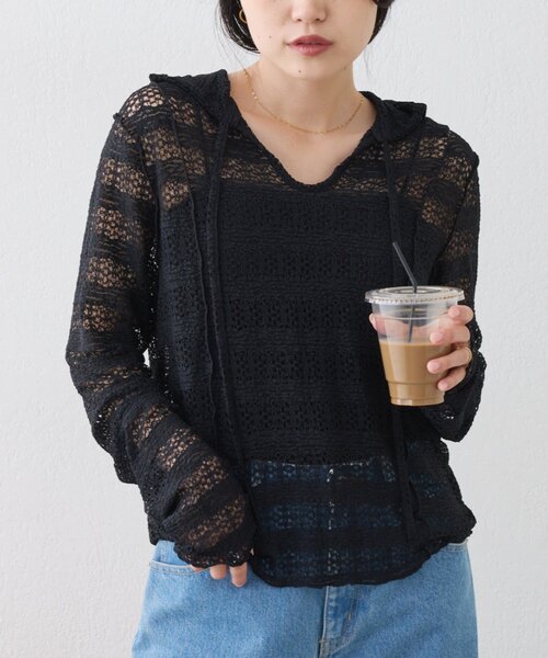 CIAOPANIC TYPY(チャオパニックティピー)の「襟付きレーススキッパートップス(Tシャツ/カットソー・レディース・ホワイト/イエロー/ブラック・ONE SIZE)」の3枚目の写真