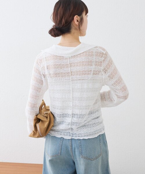 CIAOPANIC TYPY(チャオパニックティピー)の「襟付きレーススキッパートップス(Tシャツ/カットソー・レディース・ホワイト/イエロー/ブラック・ONE SIZE)」の6枚目の写真