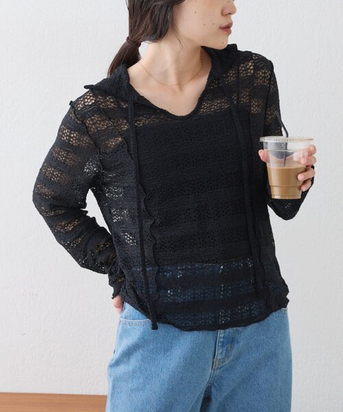 CIAOPANIC TYPY(チャオパニックティピー)の「襟付きレーススキッパートップス(Tシャツ/カットソー・レディース・ホワイト/イエロー/ブラック・ONE SIZE)」の10枚目の写真