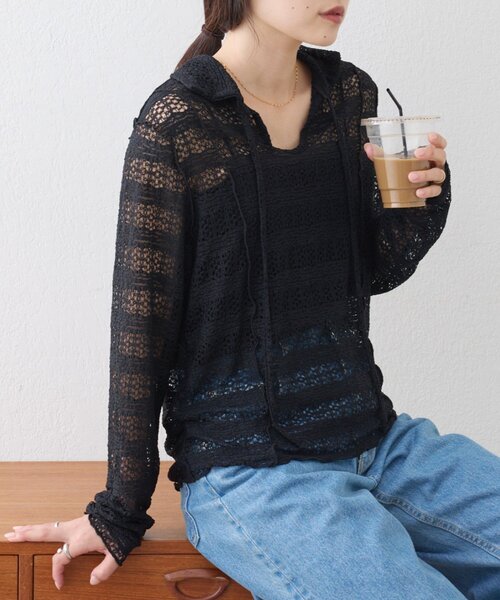 CIAOPANIC TYPY(チャオパニックティピー)の「襟付きレーススキッパートップス(Tシャツ/カットソー・レディース・ホワイト/イエロー/ブラック・ONE SIZE)」の11枚目の写真