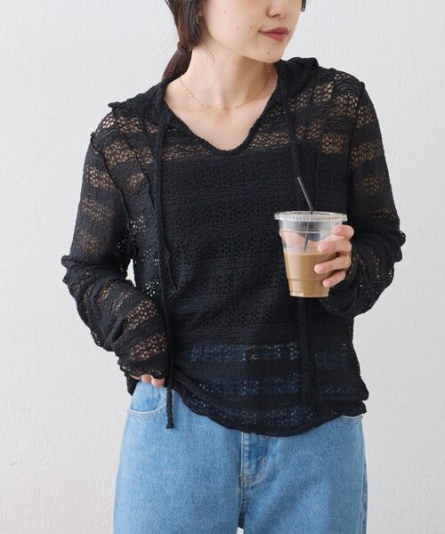 CIAOPANIC TYPY(チャオパニックティピー)の「襟付きレーススキッパートップス(Tシャツ/カットソー・レディース・ホワイト/イエロー/ブラック・ONE SIZE)」の12枚目の写真