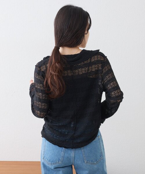 CIAOPANIC TYPY(チャオパニックティピー)の「襟付きレーススキッパートップス(Tシャツ/カットソー・レディース・ホワイト/イエロー/ブラック・ONE SIZE)」の14枚目の写真