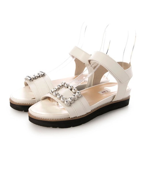 BARCLAY(バークレー)の「BARCLAY(バークレー)ベルクロビジューサンダル(サンダル・レディース・ホワイト・S/22-22H/M/23-23H/L/24-24H)」の1枚目の写真
