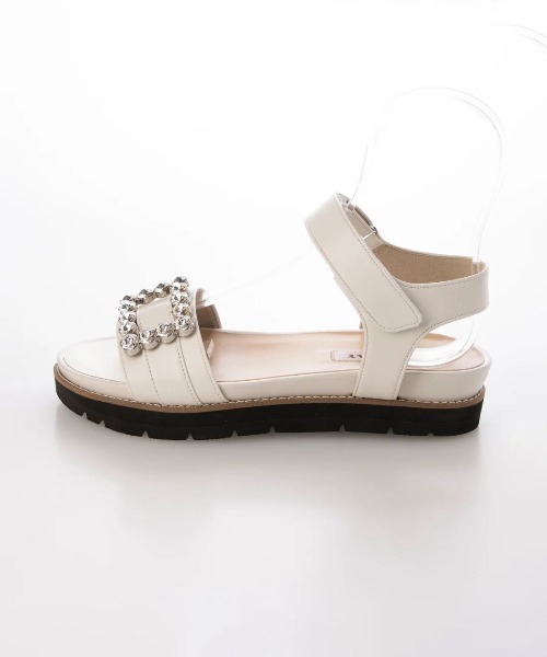 BARCLAY(バークレー)の「BARCLAY(バークレー)ベルクロビジューサンダル(サンダル・レディース・ホワイト・S/22-22H/M/23-23H/L/24-24H)」の2枚目の写真