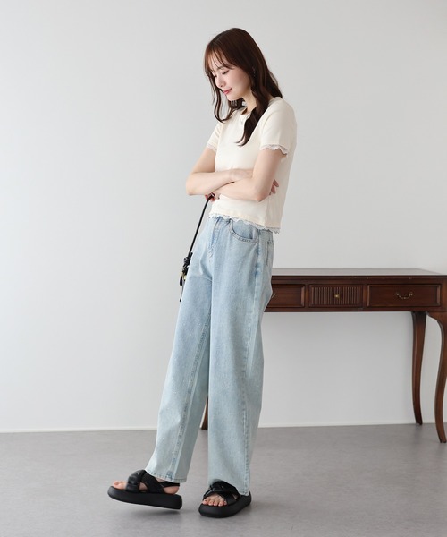 BLUEEAST(ブルーイースト)の「レースドッキングTシャツ(Tシャツ/カットソー・レディース・ブルー/ブラック/ベージュ/ホワイト・MEDIUM)」の10枚目の写真