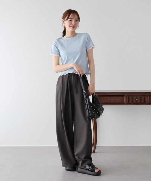 BLUEEAST(ブルーイースト)の「レースドッキングTシャツ(Tシャツ/カットソー・レディース・ブルー/ブラック/ベージュ/ホワイト・MEDIUM)」の14枚目の写真