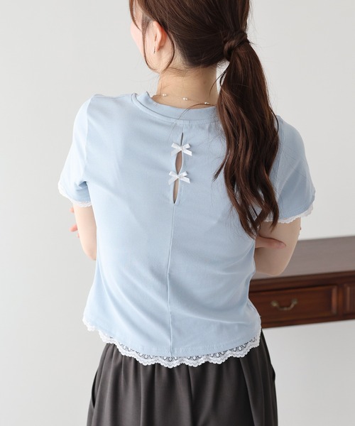BLUEEAST(ブルーイースト)の「レースドッキングTシャツ(Tシャツ/カットソー・レディース・ブルー/ブラック/ベージュ/ホワイト・MEDIUM)」の13枚目の写真
