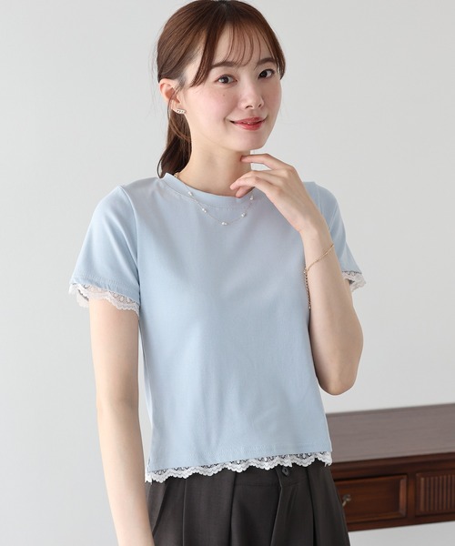 BLUEEAST(ブルーイースト)の「レースドッキングTシャツ(Tシャツ/カットソー・レディース・ブルー/ブラック/ベージュ/ホワイト・MEDIUM)」の11枚目の写真