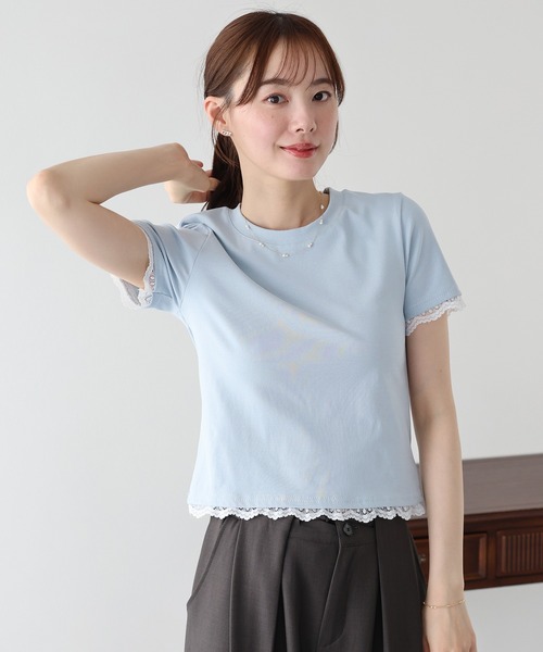 BLUEEAST(ブルーイースト)の「レースドッキングTシャツ(Tシャツ/カットソー・レディース・ブルー/ブラック/ベージュ/ホワイト・MEDIUM)」の12枚目の写真
