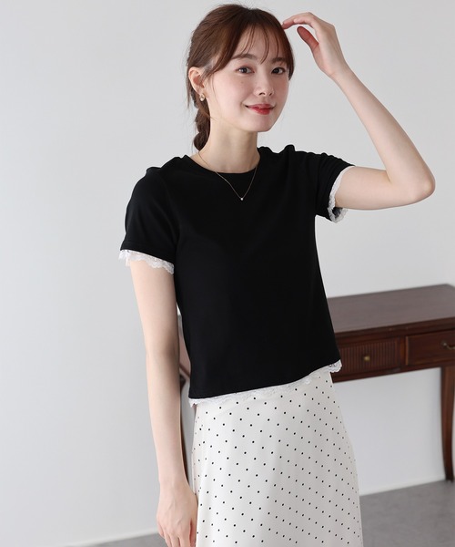 BLUEEAST(ブルーイースト)の「レースドッキングTシャツ(Tシャツ/カットソー・レディース・ブルー/ブラック/ベージュ/ホワイト・MEDIUM)」の15枚目の写真