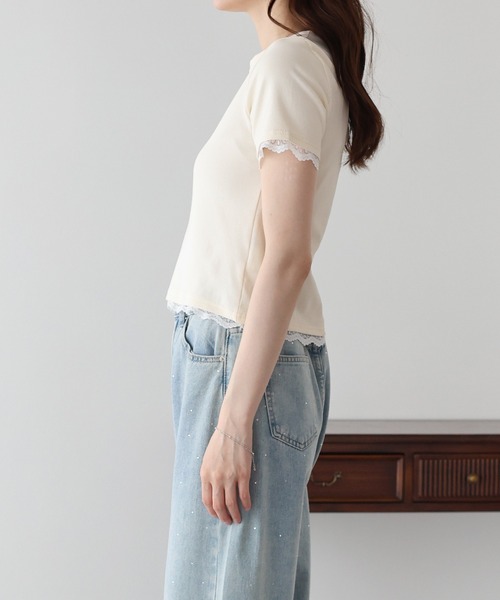 BLUEEAST(ブルーイースト)の「レースドッキングTシャツ(Tシャツ/カットソー・レディース・ブルー/ブラック/ベージュ/ホワイト・MEDIUM)」の20枚目の写真