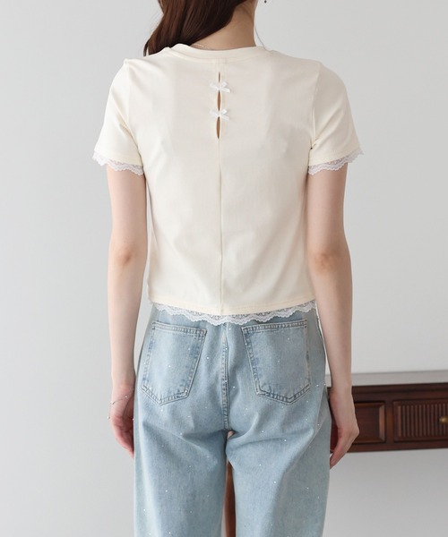 BLUEEAST(ブルーイースト)の「レースドッキングTシャツ(Tシャツ/カットソー・レディース・ブルー/ブラック/ベージュ/ホワイト・MEDIUM)」の21枚目の写真