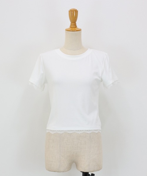 BLUEEAST(ブルーイースト)の「レースドッキングTシャツ(Tシャツ/カットソー・レディース・ブルー/ブラック/ベージュ/ホワイト・MEDIUM)」の22枚目の写真
