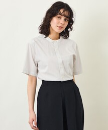 GREY LABEL コットンコードボイル バンドカラーシャツ