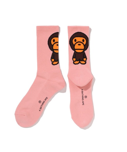 A BATHING APE（アベイシングエイプ）の「BABY MILO SOCKS UNDERWEAR（ソックス/靴下・メンズ・ピンク/ブラック/アイボリー・MEDIUM/LARGE）」の3枚目の写真