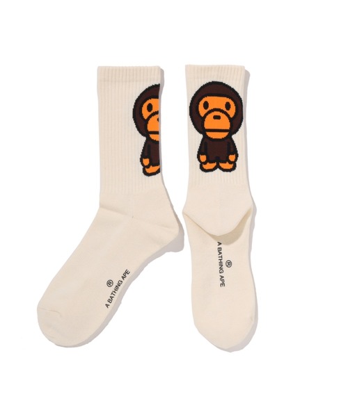 A BATHING APE（アベイシングエイプ）の「BABY MILO SOCKS UNDERWEAR（ソックス/靴下・メンズ・ピンク/ブラック/アイボリー・MEDIUM/LARGE）」の2枚目の写真