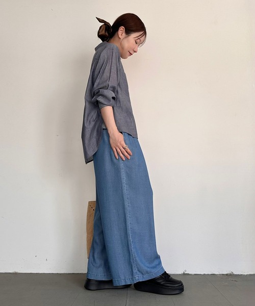 BAYFLOW（ベイフロー）の「【低身長caho146cmさんコラボ】ストレートワイドパンツ（その他パンツ・レディース・ライトブルー/ネイビー/グレー・X-SMALL/SMALL）」の5枚目の写真