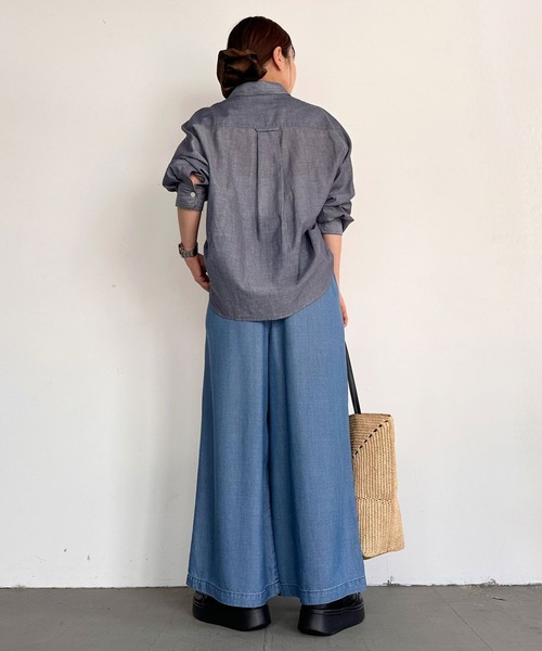 BAYFLOW（ベイフロー）の「【低身長caho146cmさんコラボ】ストレートワイドパンツ（その他パンツ・レディース・ライトブルー/ネイビー/グレー・X-SMALL/SMALL）」の6枚目の写真