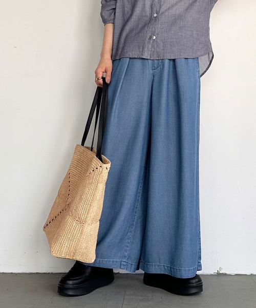 BAYFLOW（ベイフロー）の「【低身長caho146cmさんコラボ】ストレートワイドパンツ（その他パンツ・レディース・ライトブルー/ネイビー/グレー・X-SMALL/SMALL）」の8枚目の写真